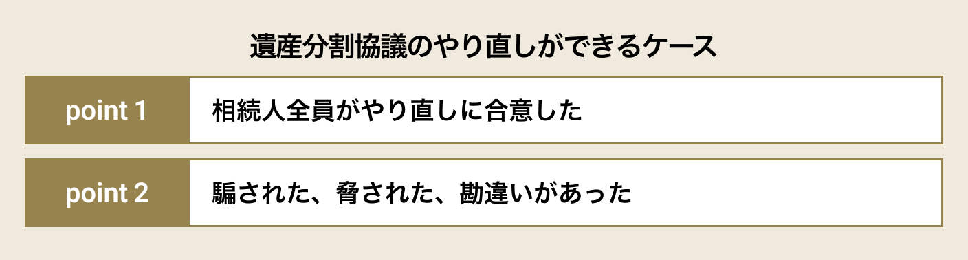 遺産分割協議のやり直しができるケース