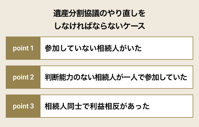 遺産分割協議のやり直しをしなければならないケース