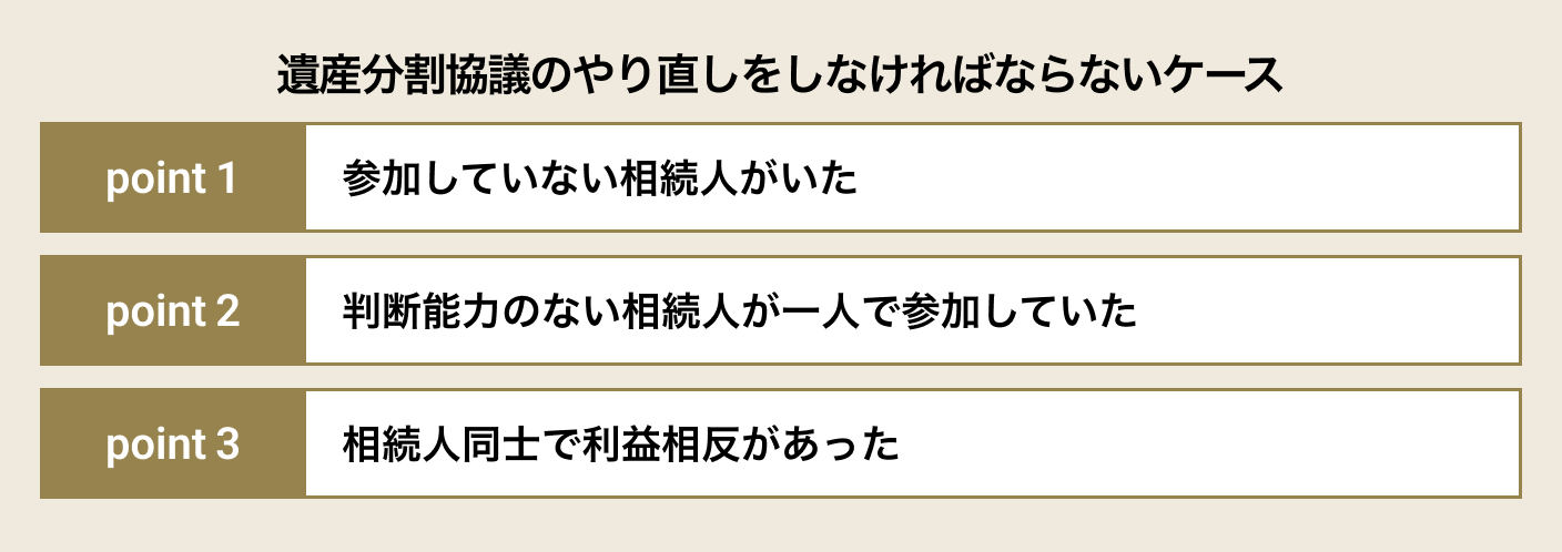 遺産分割協議のやり直しをしなければならないケース